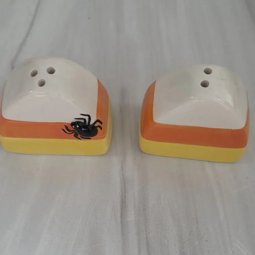 Candy Corn Spider Halloween Salt & Pepper Shakers